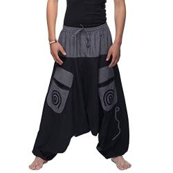 Simandra Haremshose I Grau (L-XL) I Fair gehandelte Unisex Aladinhose mit Stickereien I Bequeme und vielseitig einsetzbare Pumphose I Baggy Hose I Handgemacht in Nepal von Simandra