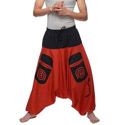 Simandra Haremshose I Rot (L-XL) I Fair gehandelte Unisex Aladinhose mit Stickereien I Bequeme und vielseitig einsetzbare Pumphose I Baggy Hose I Handgemacht in Nepal von Simandra