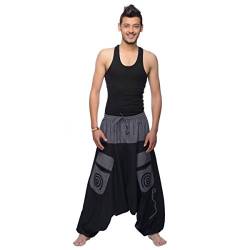 Simandra Haremshose Pumphose Aladinhose Pluderhose Yoga Goa Sarouel Baggy Aladin Freizeithose Herren (Grau, L/XL) von Simandra