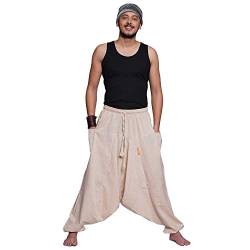 Simandra Singharaja Haremshose Pumphose Aladinhose Pluderhose Yoga Goa Freizeithose Herren Farbe Beige, Größe One Size von Simandra