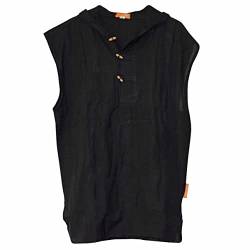 Sommer Hemd aus Baumwolle Yoga Tank Top für Herren Ärmelloses Shirt mit Kapuze Farbe Schwarz, Größe XL von Simandra