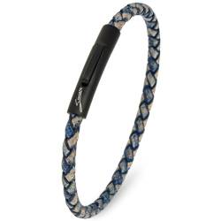 Simaru Lederarmband, 4mm geflochten für Frauen & Männer, Echtleder-Armband mit Edelstahl Hakenverschluss, Premium-Qualität Made in Germany ((20cm Lenght - M), Blau) von Simaru