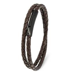 Simaru Lederarmband, 4mm geflochten zum Wickeln für Frauen & Männer, Echtleder-Wickelarmband mit Edelstahl Hakenverschluss, Premium-Qualität ((41cm Lenght - L), Braun) von Simaru