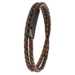 Simaru Lederarmband, 4mm geflochten zum Wickeln für Frauen & Männer, Echtleder-Wickelarmband mit Edelstahl Hakenverschluss, Premium-Qualität ((41cm Lenght - L), Braun mix) von Simaru