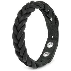 Simaru Lederarmband Herren, echtes Leder pflanzlich gegerbt, Geflochtenes Herrenarmband, Armband für Männer größenverstellbar (schwarz) von Simaru