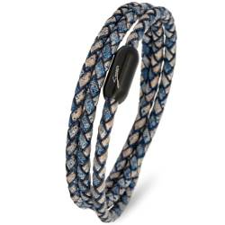 Simaru Lederarmband Made in Germany, Wickelarmband geflochten, Premium Leder aus Katalonien mit Magnetverschluss, wasserfest & hautverträglich 4mm ((61cm Lenght - M-L), Blau) von Simaru