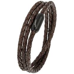 Simaru Lederarmband Made in Germany, Wickelarmband geflochten, Premium Leder aus Katalonien mit Magnetverschluss, wasserfest & hautverträglich 4mm ((64cm Lenght - L-XL), Braun) von Simaru