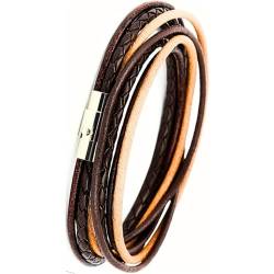 Simaru Wickelarmband mit Bajonettverschluss 6mm für Damen & Herren, Lederarmband glatt & geflochten, Unisex Armband aus Echtleder, pflanzlich gegerbt, Armband mit Magnetverschluss (XL (43cm)) von Simaru