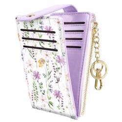 Schlanke RFID-blockierende Geldbörse für Damen, niedlich, klein, mehrere Karten, Organizer, faltbare Geldbörse mit Schlüsselbund und Reißverschlusstasche, weißes Gänseblümchen, Weißer Gänseblümchen von Simikol