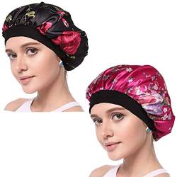 Satin Floral Night Cap für lockiges Haar Elastisches Band Schlafmütze Haarpflege Satin Haube (#12) von Simoda