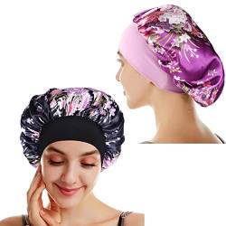 Satin Floral Night Cap für lockiges Haar Elastisches Band Schlafmütze Haarpflege Satin Haube (#9) von Simoda