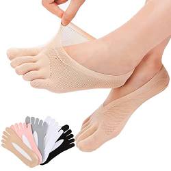Simoda 5 Paar Zehensocken Damen orthopädische Kompressionsstrümpfe für Frauen,volle Zehen,atmungsaktiv,Yoga-Socken,ultra-niedriger Schnitt,Futter mit Gel-Lasche von Simoda