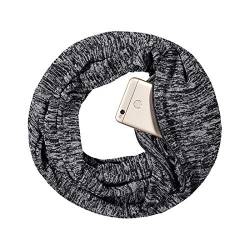 Simoda Unisex Infinity Loop Schal,Leichten Reise Schal Damen-Schal Mode-Schal mit Versteckter Reißverschlusstasche(Grau) von Simoda