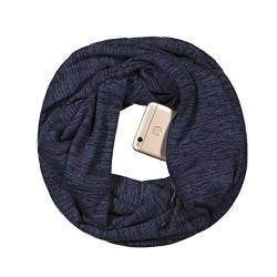 Simoda Unisex Infinity Loop Schal,Leichten Reise Schal Damen-Schal Mode-Schal mit Versteckter Reißverschlusstasche (Blau) von Simoda