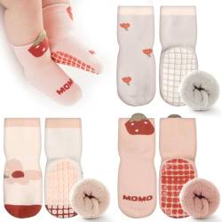 Simpeak 3 Paar Socken Baby, ABS Socken Baby Anti Rutsch, Rutschfeste Babysocken Junge Mädchen, Stoppersocken Baby, 12-36 Monate, M, Color Set 1 von Simpeak