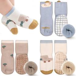 Simpeak 3 Paar Socken Baby, ABS Socken Baby Anti Rutsch, Rutschfeste Babysocken Junge Mädchen, Stoppersocken Baby, 12-36 Monate, M, Color Set 2 von Simpeak