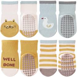 Simpeak Socken Baby, ABS Socken Baby Anti Rutsch, Rutschfeste Babysocken Junge Mädchen, Stoppersocken Baby 0-1 Jahre alt, Dünner Frühling und Herbst, M, Set 6 von Simpeak