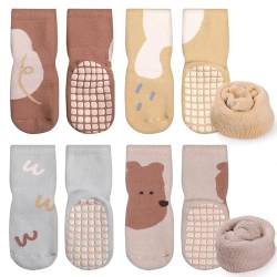 Simpeak Socken Baby, ABS Socken Baby Anti Rutsch, Rutschfeste Babysocken Junge Mädchen, Stoppersocken Baby 36-60 Monate, Dicker Herbstwinter, L, Set 8 von Simpeak