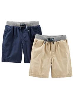 Simple Joys by Carter's Baby-Jungen, Pack of 2 Short, Helles Khakibraun/Marineblau, 3 Jahre (2er Pack) von Simple Joys by Carter's