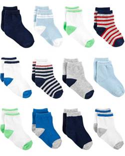 Simple Joys by Carter's Baby-Jungen 12-Pack Crew Infant-and-Toddler-Socks, Mehrfarbig/Streifen, 0-3 Monate (12er Pack) von Simple Joys by Carter's