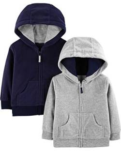 Simple Joys by Carter's Baby-Jungen 2-Pack Fleece Full Zip Fashion-Hoodies, Grau/Marineblau, 4 Jahre (2er Pack) von Simple Joys by Carter's