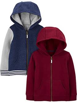 Simple Joys by Carter's Baby-Jungen 2-Pack Fleece Full Zip Hoodies Kapuzen-Sweatshirt, Blau/Burgunderrot, 0-3 Monate (2er Pack) von Simple Joys by Carter's