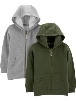 Simple Joys by Carter's Baby-Jungen 2-Pack Fleece Full Zip Hoodies Kapuzen-Sweatshirt, Olivgrün/Grau, 6 Jahre (2er Pack) von Simple Joys by Carter's