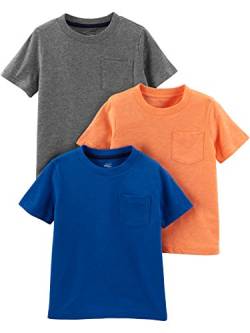 Simple Joys by Carter's Baby-Jungen 3-Pack Short-Sleeve Tee Shirt, Grau/Orange/Königsblau, 3-6 Monate (3er Pack) von Simple Joys by Carter's