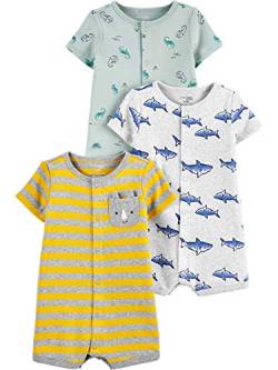 Simple Joys by Carter's Baby Jungen 3-Pack Snap-up Rompers Strampler, Dinosaurier/Haifisch/Nashorn, 0 Monate (3er Pack) von Simple Joys by Carter's