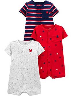 Simple Joys by Carter's Baby Jungen 3-Pack Snap-up Rompers Strampler, Rot/Weiß/Blau, 0 Monate (3er Pack) von Simple Joys by Carter's