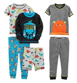 Simple Joys by Carter's Baby-Jungen 6-Piece Snug Fit Cotton Pajama Pyjama-Set, Dinosaurier/Monster/Roboter/Streifen, 18 Monate (3er Pack) von Simple Joys by Carter's