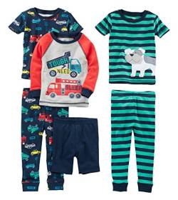 Simple Joys by Carter's Baby-Jungen 6-Piece Snug Fit Cotton Pajama Pyjama-Set, Mehrfarbig/Autos/Feuerwehrauto/Hund/Streifen, 24 Monate (3er Pack) von Simple Joys by Carter's