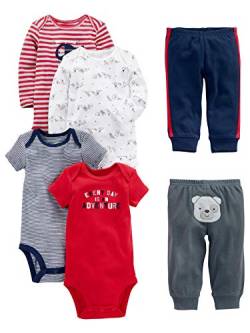 Simple Joys by Carter's Baby Jungen 6-teiliges Set, Bodys (Kurz- und Langarm) und Hosen, Mehrfarbig/Bär/Hunde/Streifen/Textaufdruck, Frühchen von Simple Joys by Carter's