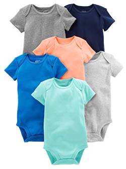 Simple Joys by Carter's Baby Jungen Kurzärmeliger Body, 6er-Pack, Blau/Orange/Minzgrün, 0 Monate von Simple Joys by Carter's