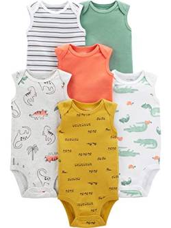 Simple Joys by Carter's Baby Jungen Kurzärmeliger Body, 6er-Pack, Lkws/Dinosaurier/Alligator, 3-6 Monate von Simple Joys by Carter's