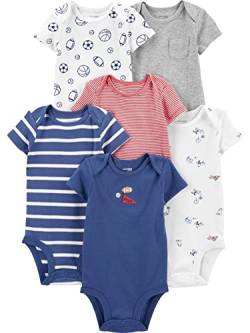 Simple Joys by Carter's Baby Jungen Kurzärmeliger Body, 6er-Pack, Mehrfarbig/Hunde/Ministreifen/Sport-pack, 6-9 Monate von Simple Joys by Carter's