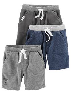 Simple Joys by Carter's Baby-Jungen Multi-Pack Knit Shorts, Marineblau Heidekraut/Kohlegrau Meliert/Grau, 18 Monate (3er von Simple Joys by Carter's