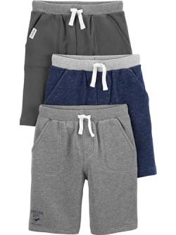 Simple Joys by Carter's Baby-Jungen Multi-Pack Knit Shorts, Marineblau Heidekraut/Kohlegrau Meliert/Grau, 5-6 Jahre (3er von Simple Joys by Carter's