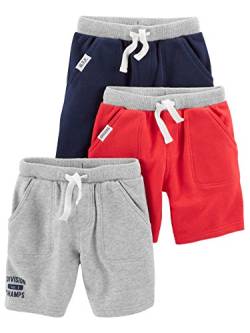 Simple Joys by Carter's Baby-Jungen Multi-Pack Knit Shorts, Rot/Grau/Marineblau, 3-6 Monate (3er von Simple Joys by Carter's