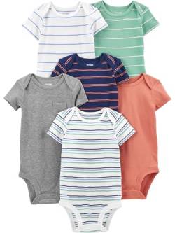 Simple Joys by Carter's Baby-Jungen Short Sleeve Bodysuit Hemd, Mehrfarbig/Streifen, 0-3 Monate (6er Pack) von Simple Joys by Carter's