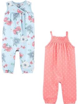 Simple Joys by Carter's Baby-Mädchen 2-Pack Fashion Jumpsuits 2er-Pack modische Overalls, Rosa/Floral, 0-3 Monate von Simple Joys by Carter's