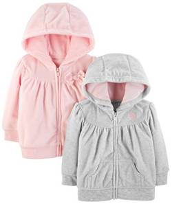 Simple Joys by Carter's Baby-Mädchen 2-Pack Fleece Full Zip Hoodies Products, Hellgrau/Rosa, 0-3 Monate (2er Pack) von Simple Joys by Carter's