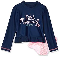 Simple Joys by Carter's Baby-Mädchen 2-Piece Assorted Rashguard-Set, Marineblau Meerjungfrau/Rosa Streifen, 3-6 Monate von Simple Joys by Carter's