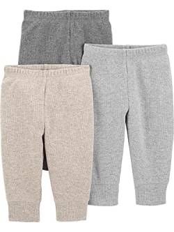 Simple Joys by Carter's Baby-Mädchen 3-Pack Thermal Pants Hose, Beige/Dunkelgrau/Grau, 0-3 Monate (3er Pack) von Simple Joys by Carter's