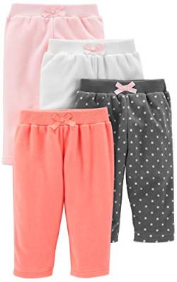 Simple Joys by Carter's Baby-Mädchen 4-Pack Fleece Pants Freizeithose, Kohlegrau Punkte/Orange/Rosa/Weiß, 0 Monate (4er Pack) von Simple Joys by Carter's