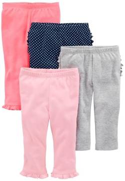 Simple Joys by Carter's Baby-Mädchen 4-Pack Infant-and-Toddler-Pants, Grau Herzen/Rosa/Schwarz/Weiß Floral, Frühchen (4er Pack) von Simple Joys by Carter's