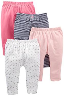 Simple Joys by Carter's Baby-Mädchen 4-Pack Pant Hose, Blasser Pfirsich/Marineblau Streifen/Rosa/Weiß Punkte, 0 Monate (4er Pack) von Simple Joys by Carter's