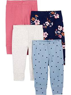 Simple Joys by Carter's Baby-Mädchen 4-Pack Pant Hose, Elfenbein/Hellblau Punkte/Marineblau Floral/Rosa, 12 Monate (4er Pack) von Simple Joys by Carter's