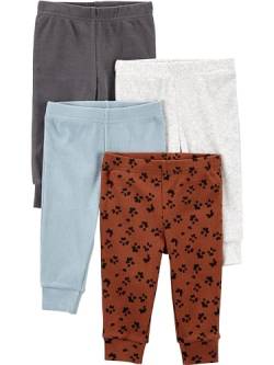 Simple Joys by Carter's Baby-Mädchen 4-Pack Textured Pants Hose, Blau/Braun Tiermuster/Dunkelgrau/Weiß, 0 Monate (4er Pack) von Simple Joys by Carter's