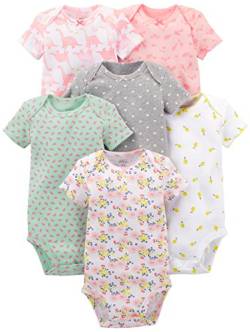 Simple Joys by Carter's Baby Mädchen 6-Pack Short-Sleeve Bodysuit Body, Mehrfarbig/Dinosaurier/Floral/Früchte/Herzen/Waldtiere, Frühchen (6er Pack) von Simple Joys by Carter's